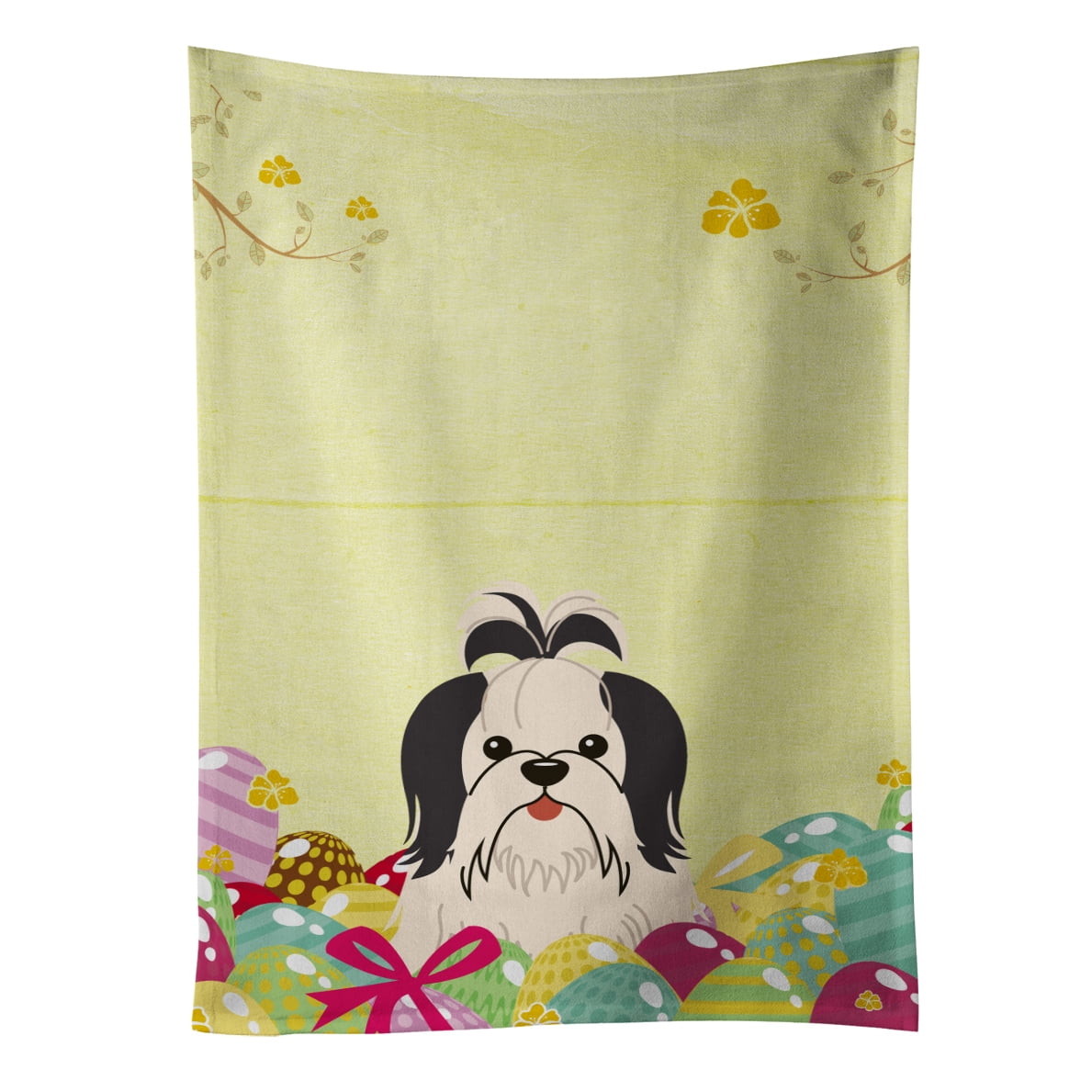 Picture of Carolines Treasures BB6088KTWL Easter Eggs Shih Tzu Black & White Kitchen Towel