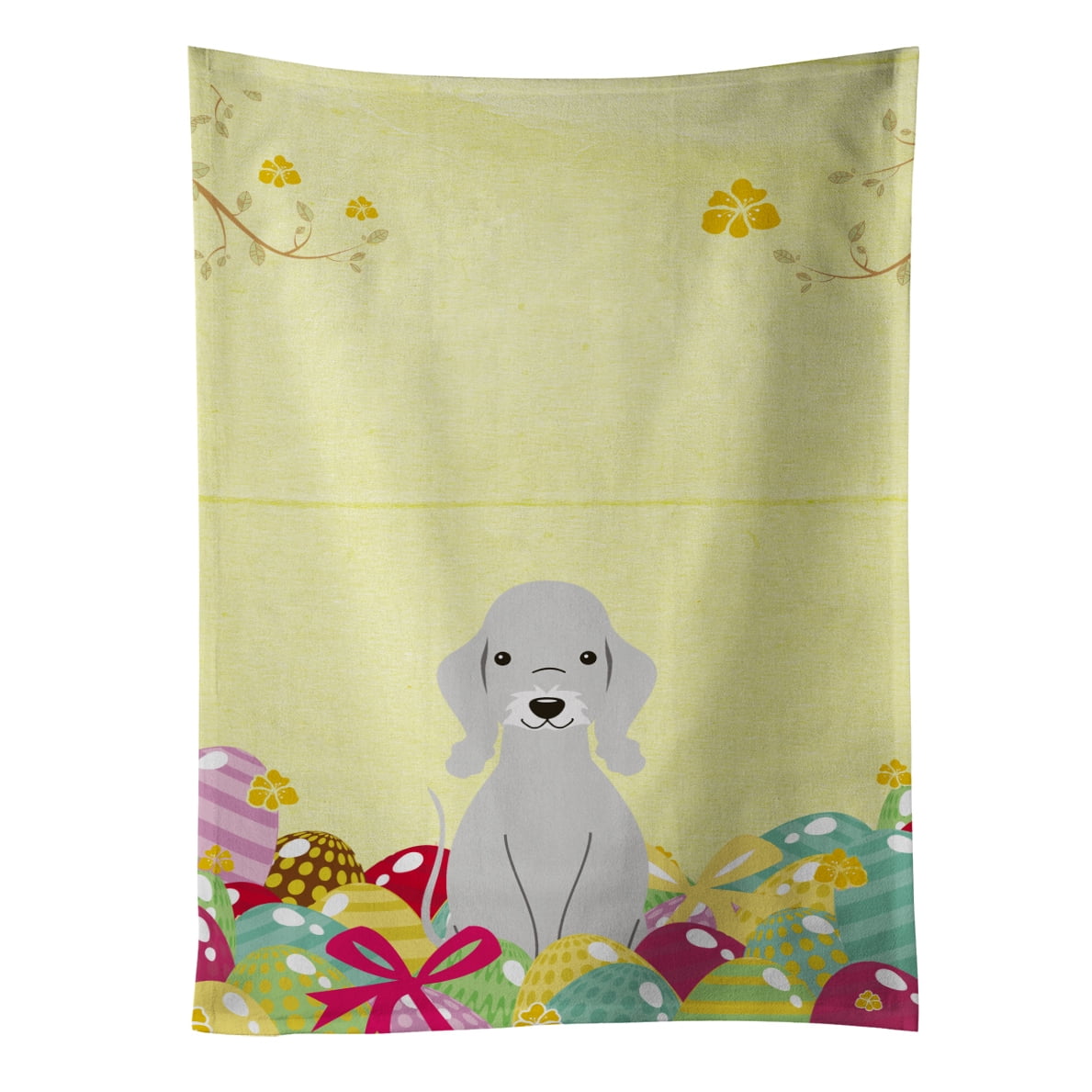 Picture of Carolines Treasures BB6090KTWL Easter Eggs Bedlington Terrier Blue Kitchen Towel