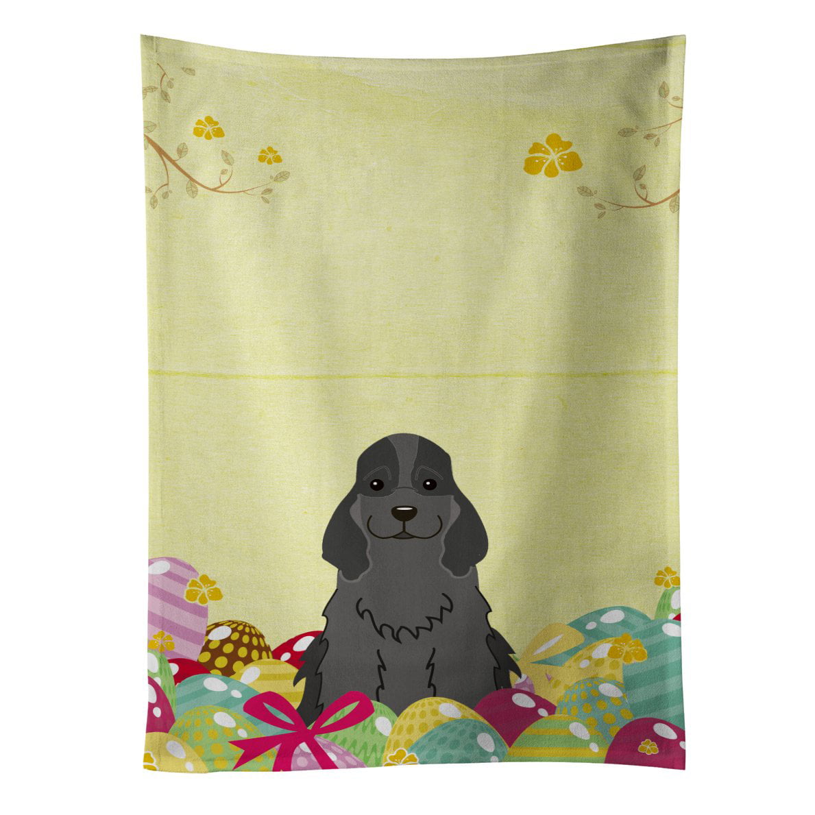 Picture of Carolines Treasures BB6092KTWL Easter Eggs Cocker Spaniel Black Kitchen Towel