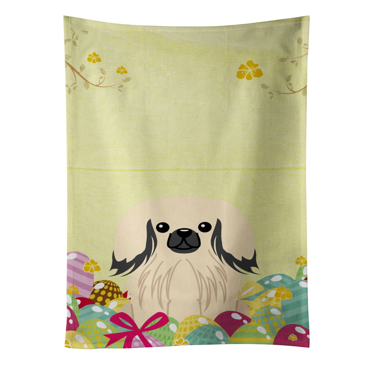 Picture of Carolines Treasures BB6106KTWL Easter Eggs Pekingnese Cream Kitchen Towel