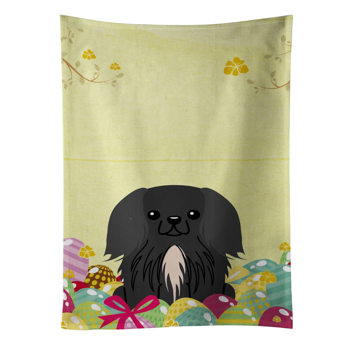 Picture of Carolines Treasures BB6107KTWL Easter Eggs Pekingnese Black Kitchen Towel