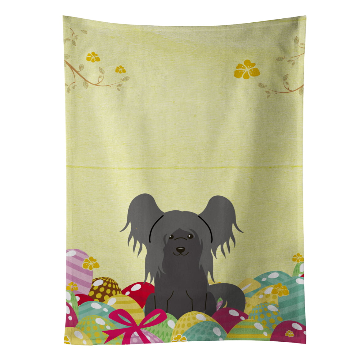 Picture of Carolines Treasures BB6112KTWL Easter Eggs Chinese Crested Black Kitchen Towel