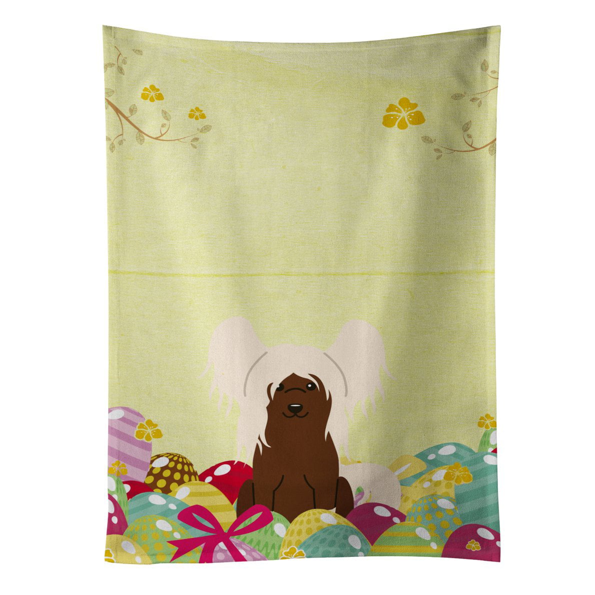 Picture of Carolines Treasures BB6113KTWL Easter Eggs Chinese Crested Cream Kitchen Towel