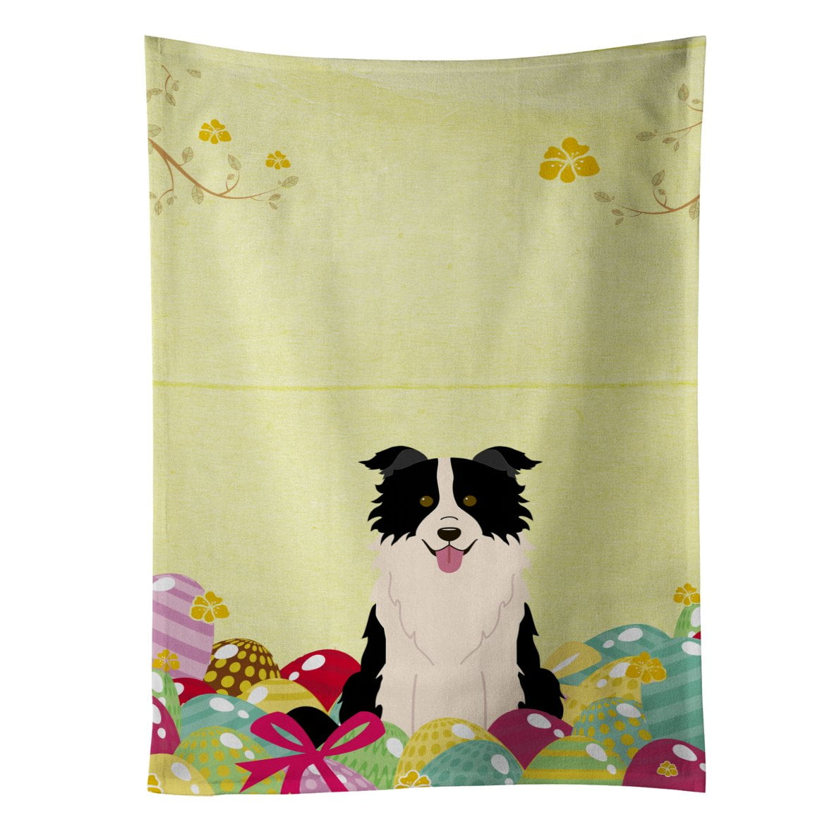Picture of Carolines Treasures BB6118KTWL Easter Eggs Border Collie Black & White Kitchen Towel