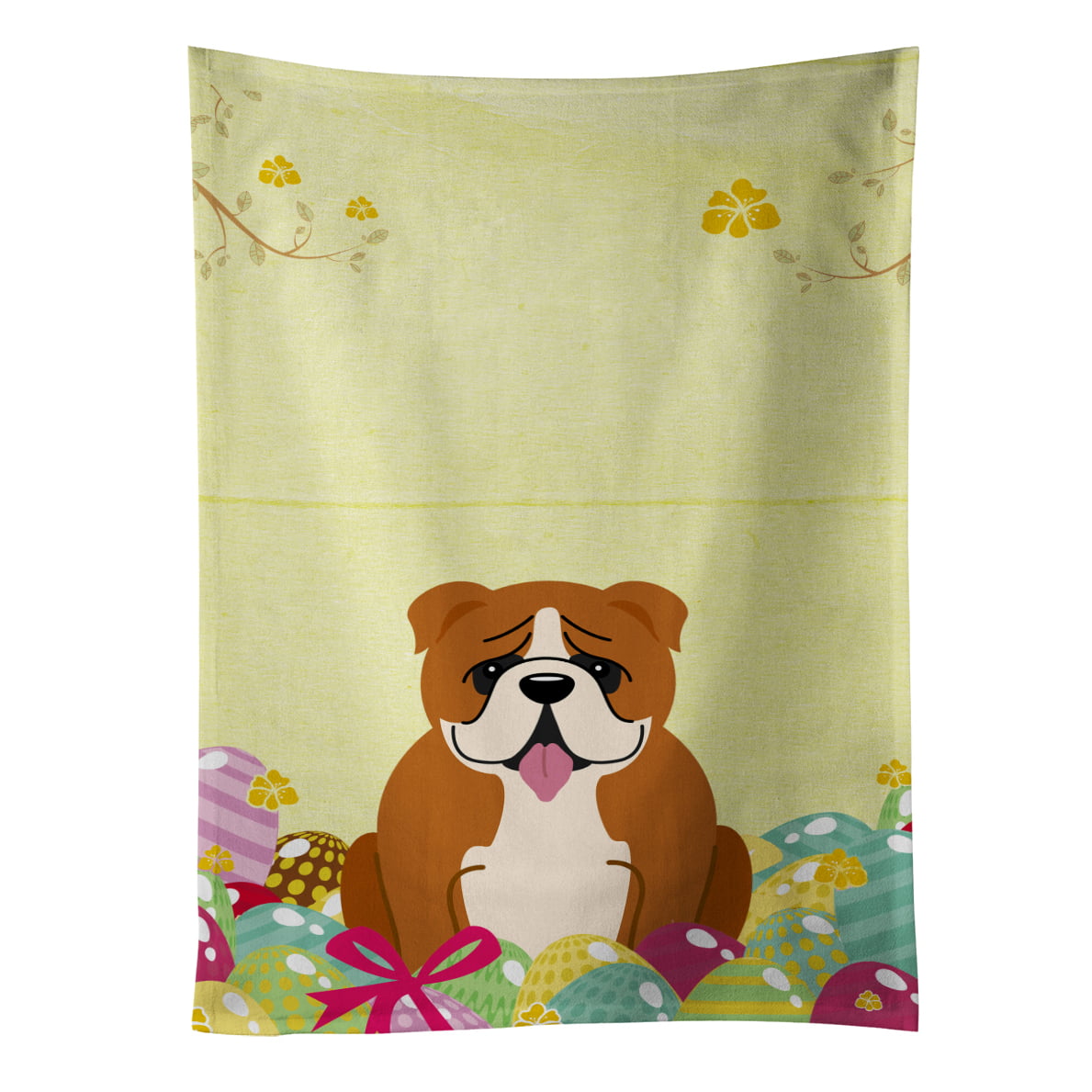 Picture of Carolines Treasures BB6120KTWL Easter Eggs English Bulldog Red White Kitchen Towel