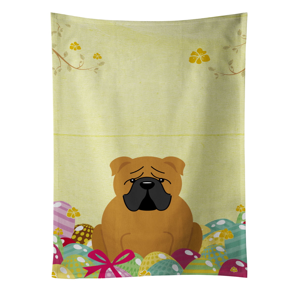 Picture of Carolines Treasures BB6122KTWL Easter Eggs English Bulldog Red Kitchen Towel