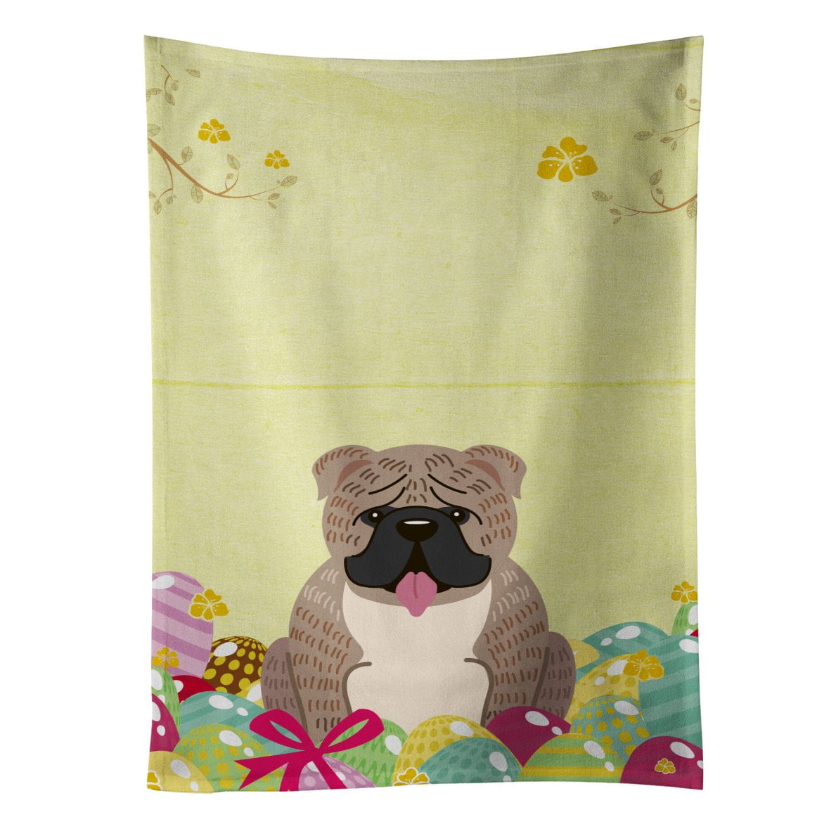 Picture of Carolines Treasures BB6126KTWL Easter Eggs English Bulldog Grey Brindle Kitchen Towel