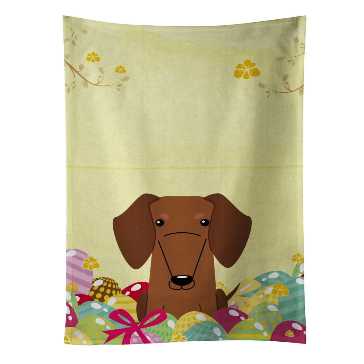 Picture of Carolines Treasures BB6130KTWL Easter Eggs Dachshund Red Brown Kitchen Towel