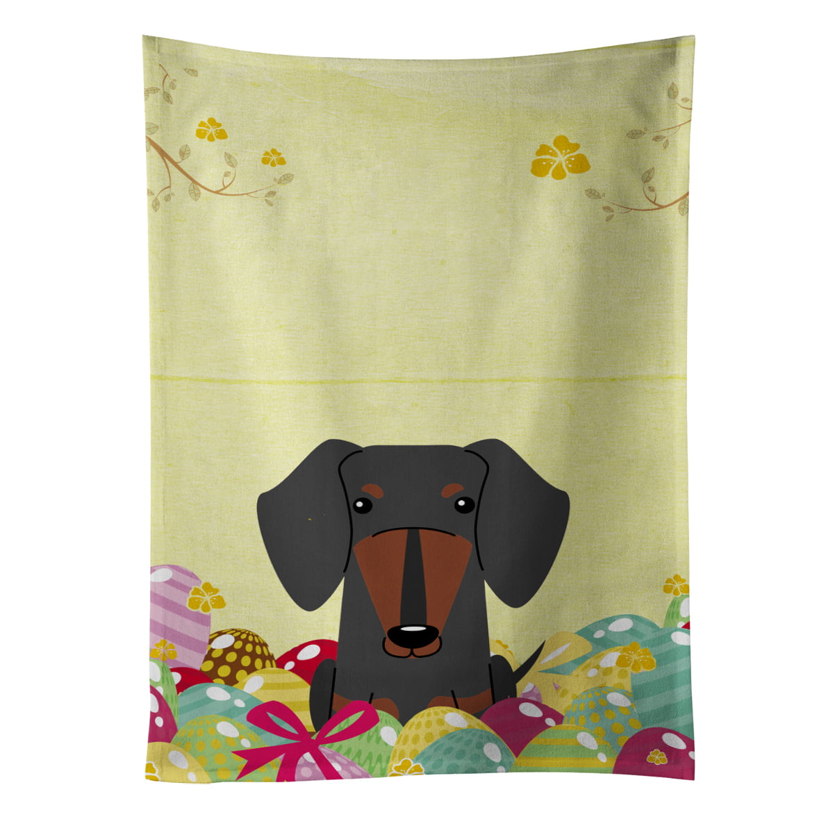Picture of Carolines Treasures BB6132KTWL Easter Eggs Dachshund Black Tan Kitchen Towel