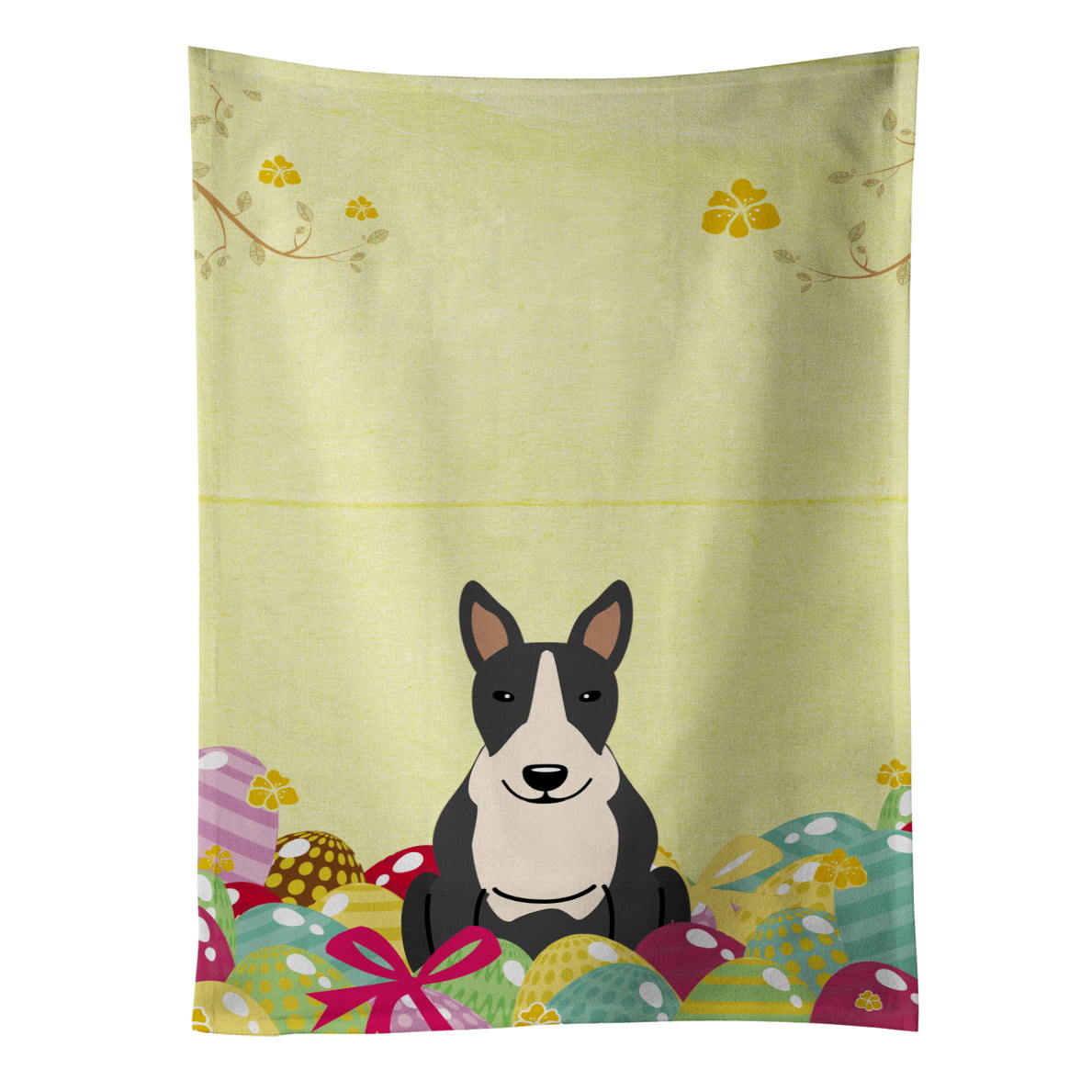Picture of Carolines Treasures BB6133KTWL Easter Eggs Bull Terrier Black & White Kitchen Towel