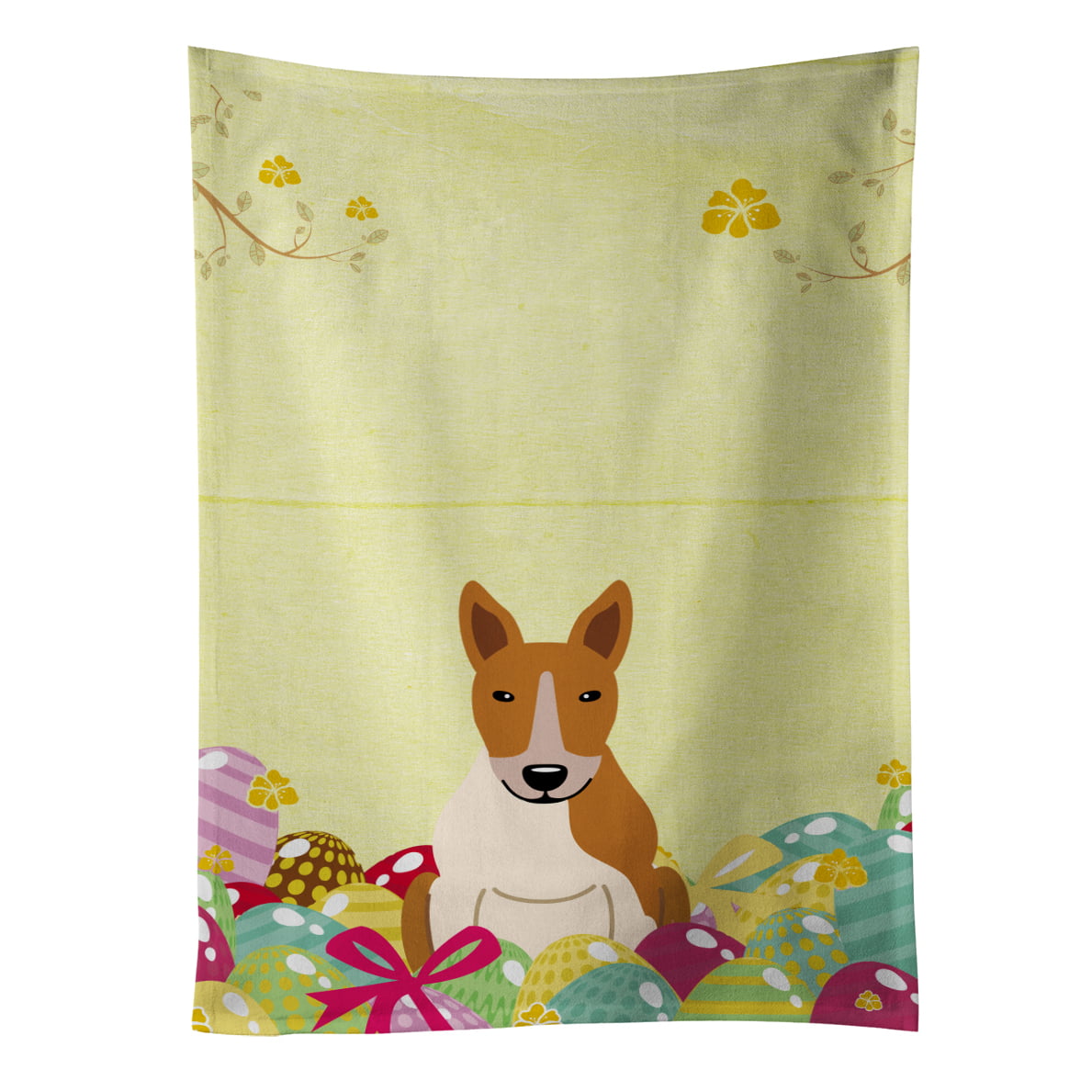 Picture of Carolines Treasures BB6135KTWL Easter Eggs Bull Terrier Red White Kitchen Towel