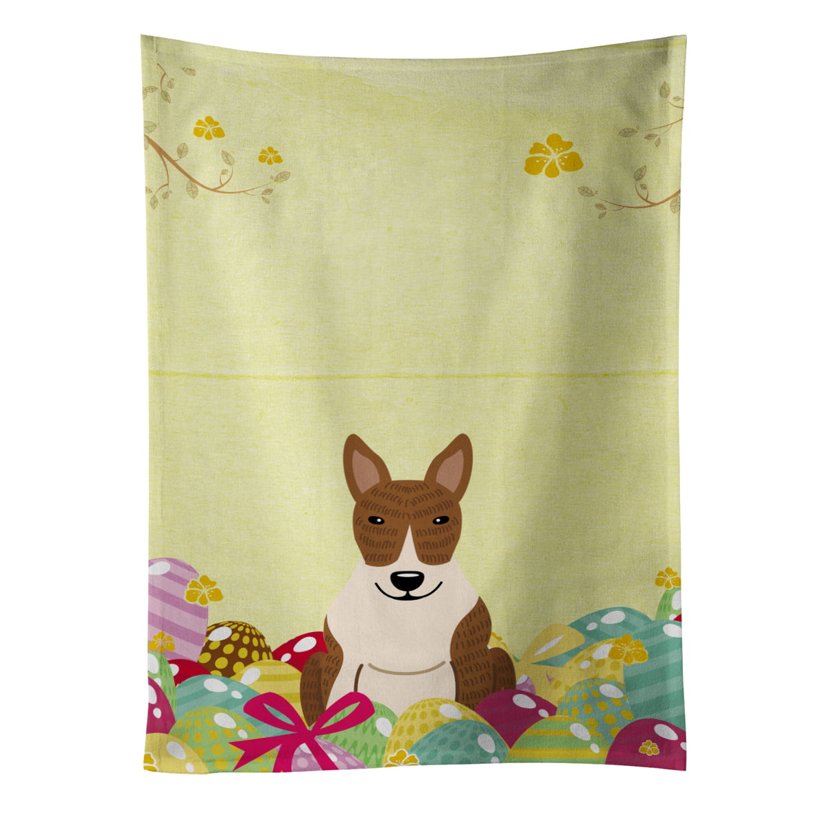Picture of Carolines Treasures BB6137KTWL Easter Eggs Bull Terrier Brindle Kitchen Towel