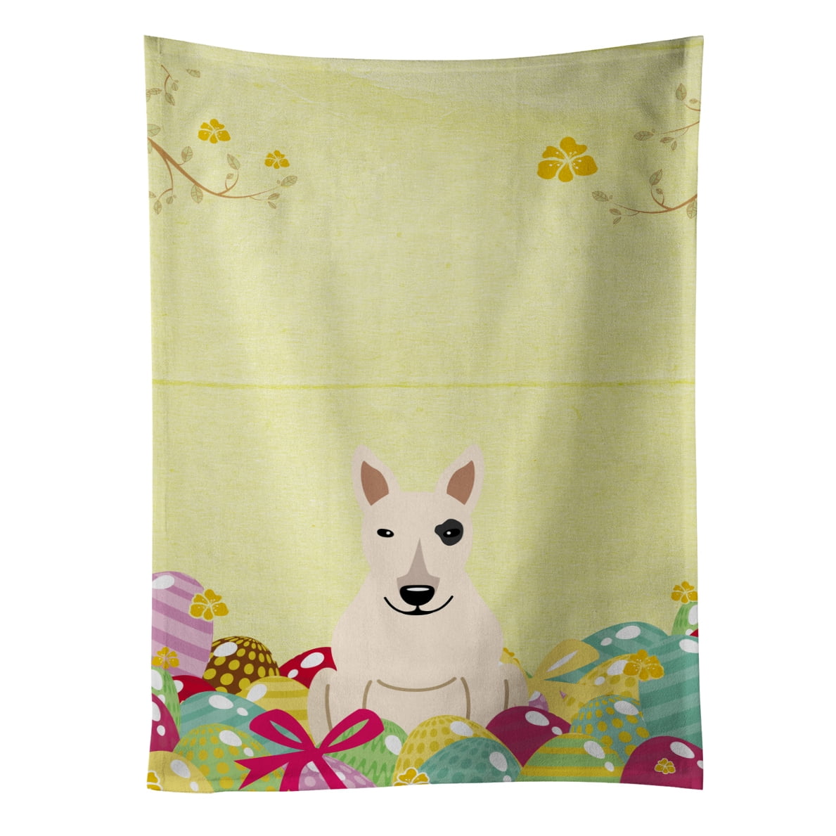 Picture of Carolines Treasures BB6138KTWL Easter Eggs Bull Terrier White Kitchen Towel