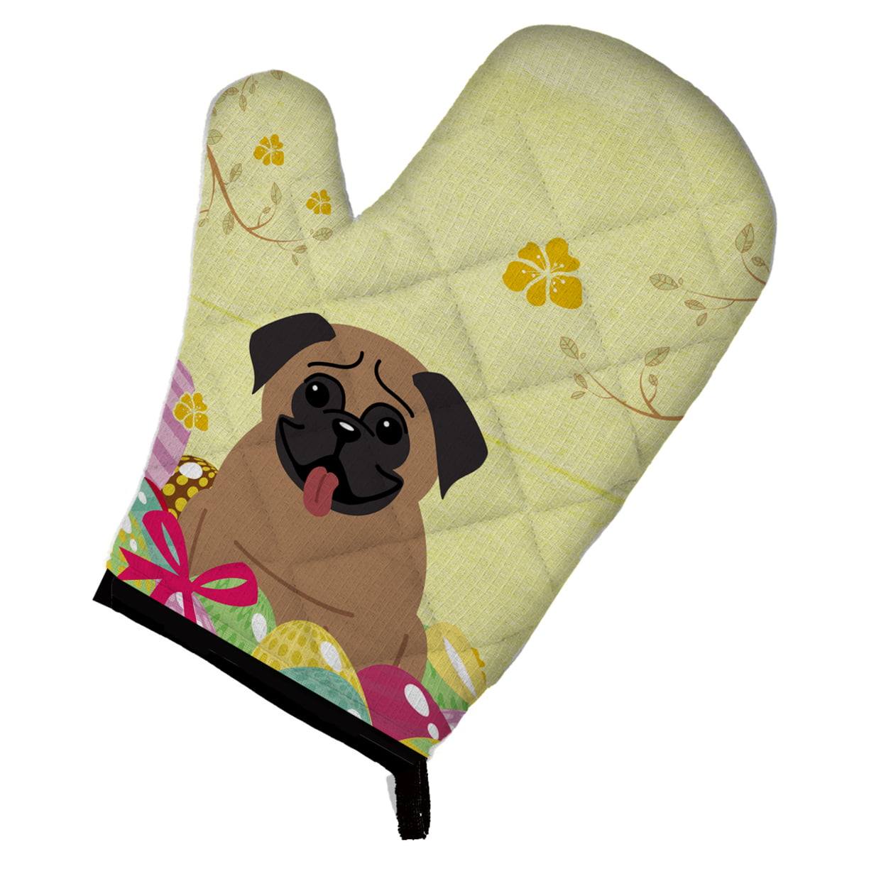 BB6005OVMT Easter Eggs Pug Brown Oven Mitt