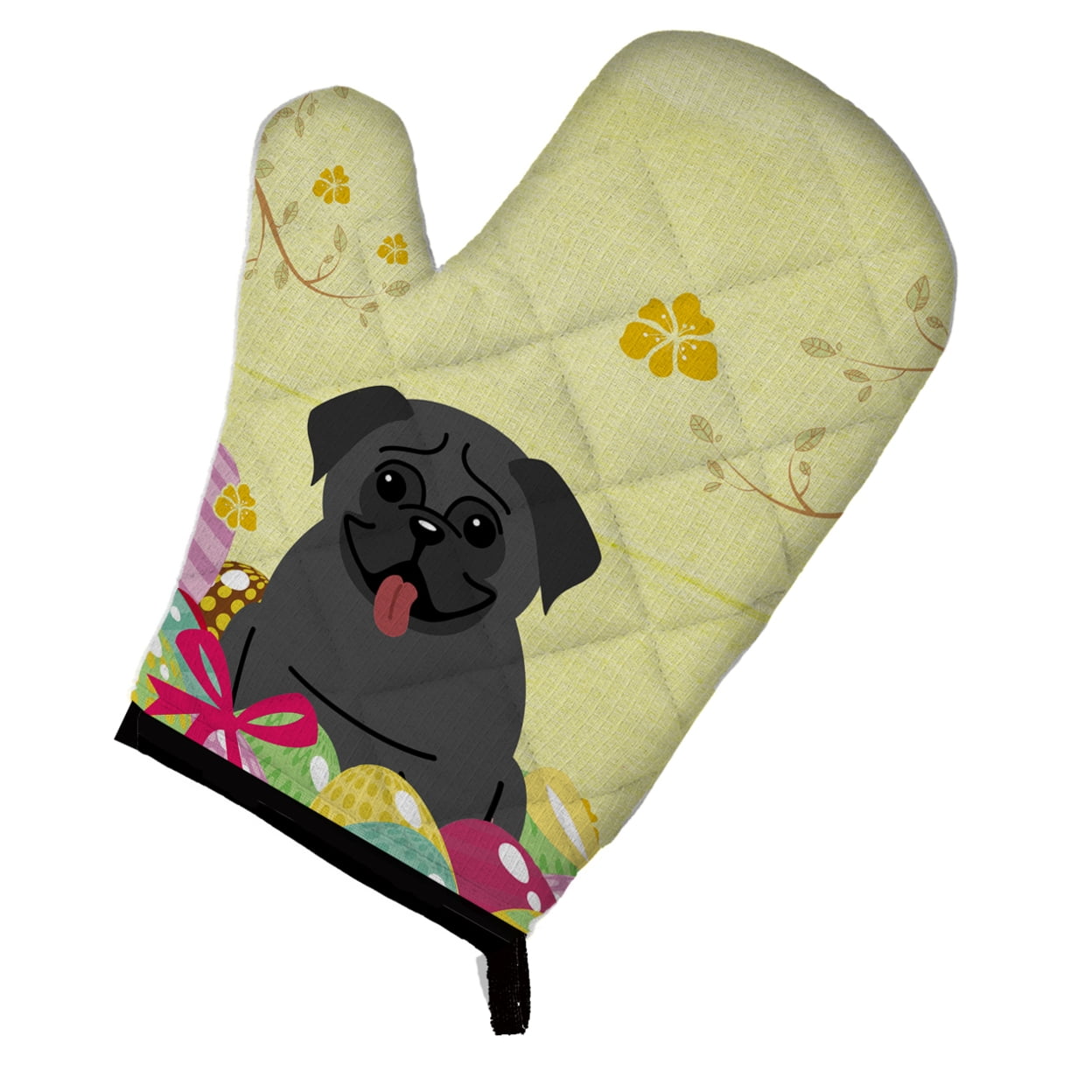 Easter Eggs Pug Black Oven Mitt