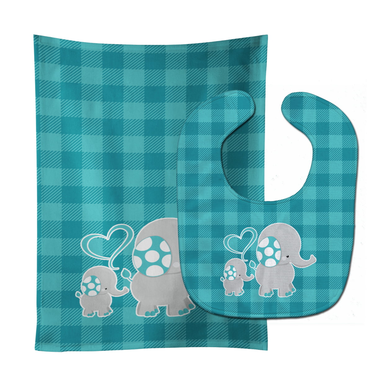 Mommy & Baby Elephant Baby Bib & Burp Cloth