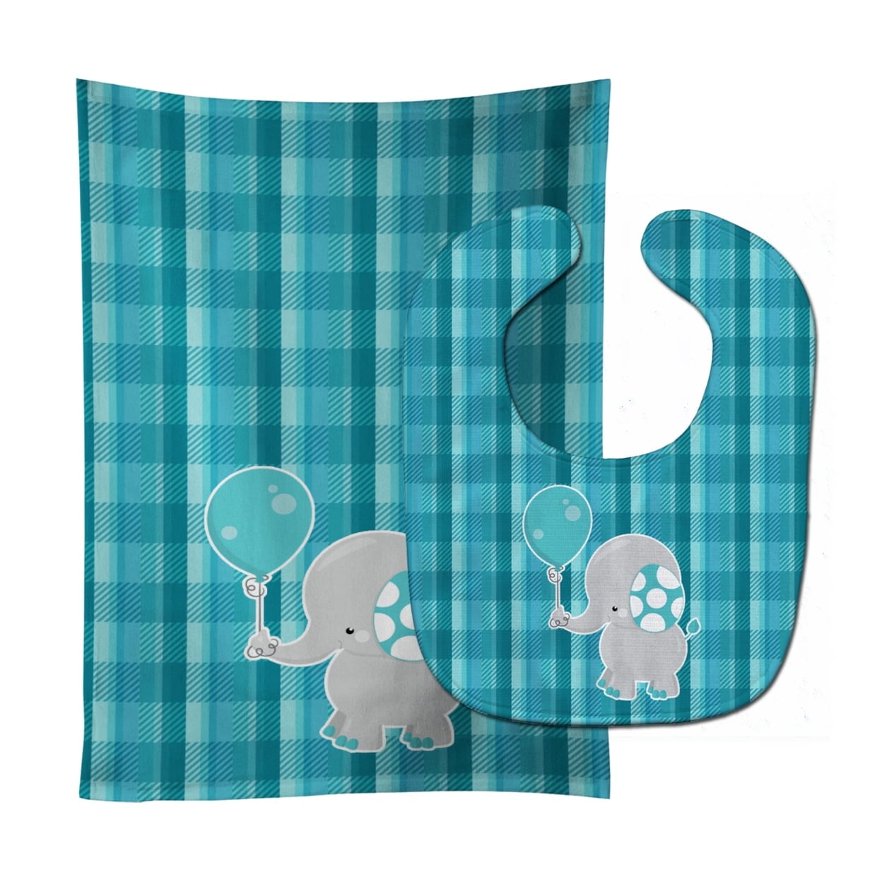 Elephant With Balloon Baby Bib & Burp Cloth