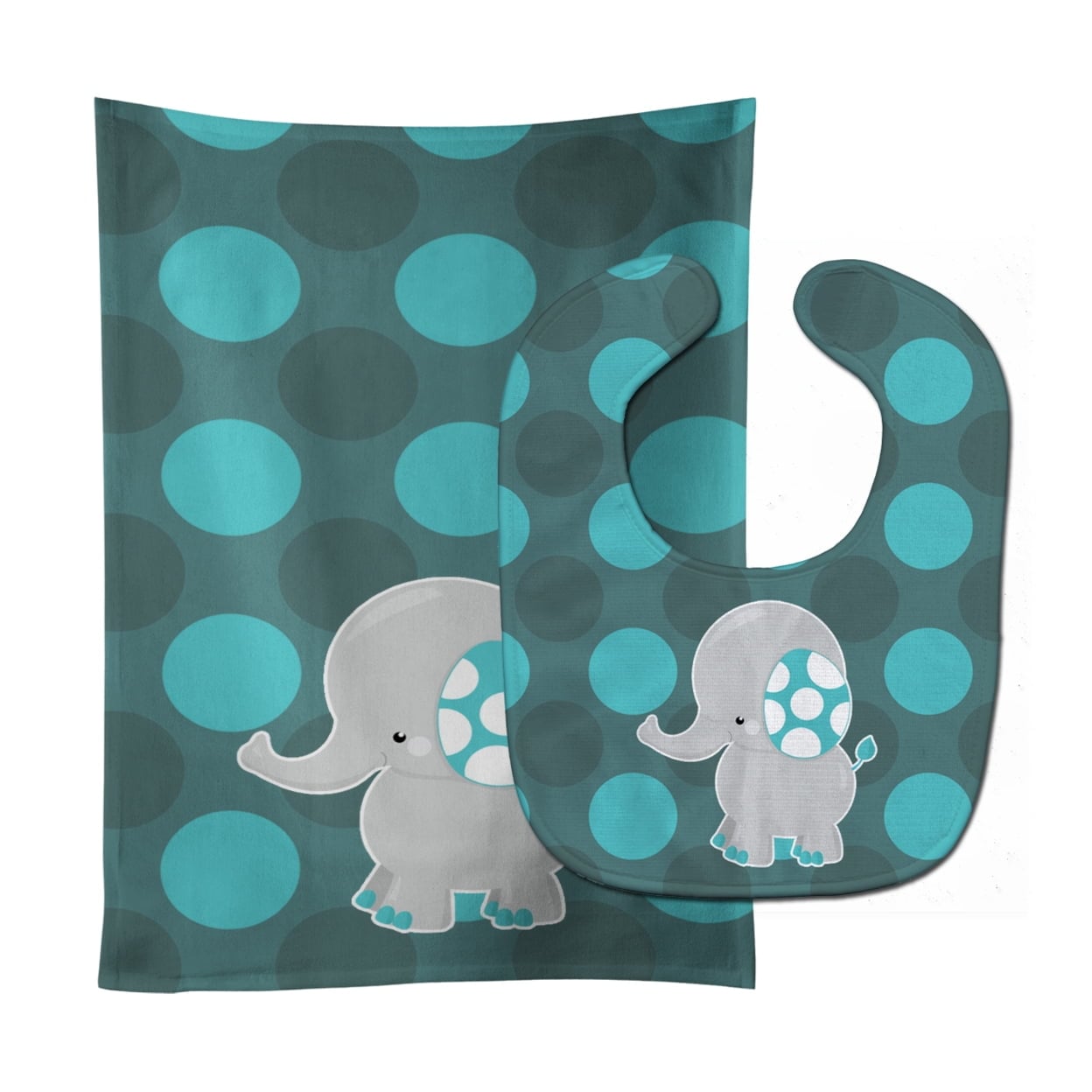 Polkadot Grey Elephant Baby Bib & Burp Cloth