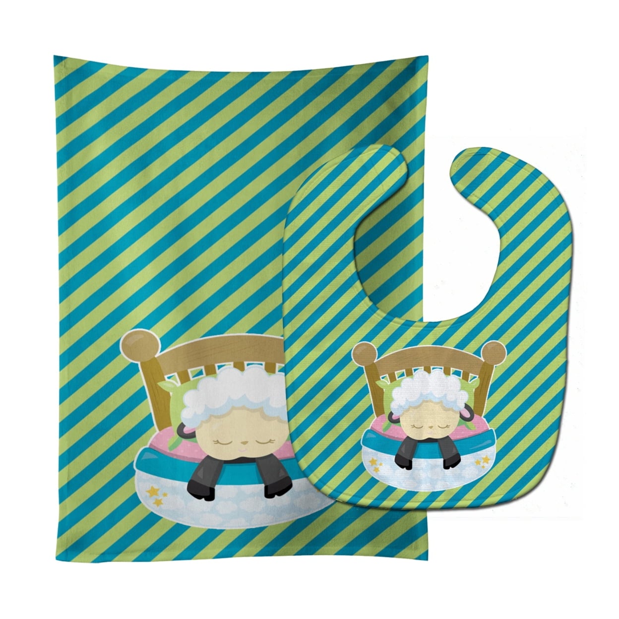 Sheep in Bed Baby Bib & Burp Cloth