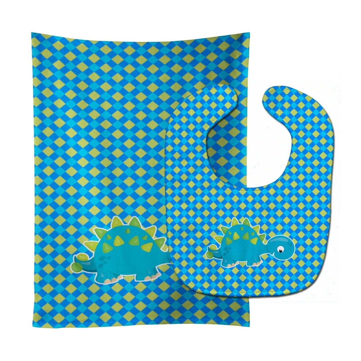 Stegosaurus Dinosaur Baby Bib & Burp Cloth