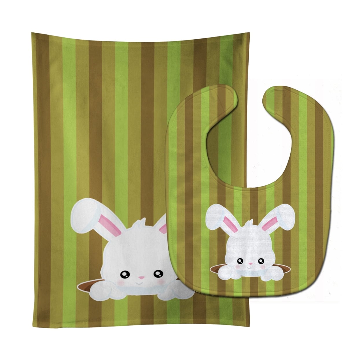 BB6904STBU Easter Rabbit Hole Baby Bib & Burp Cloth