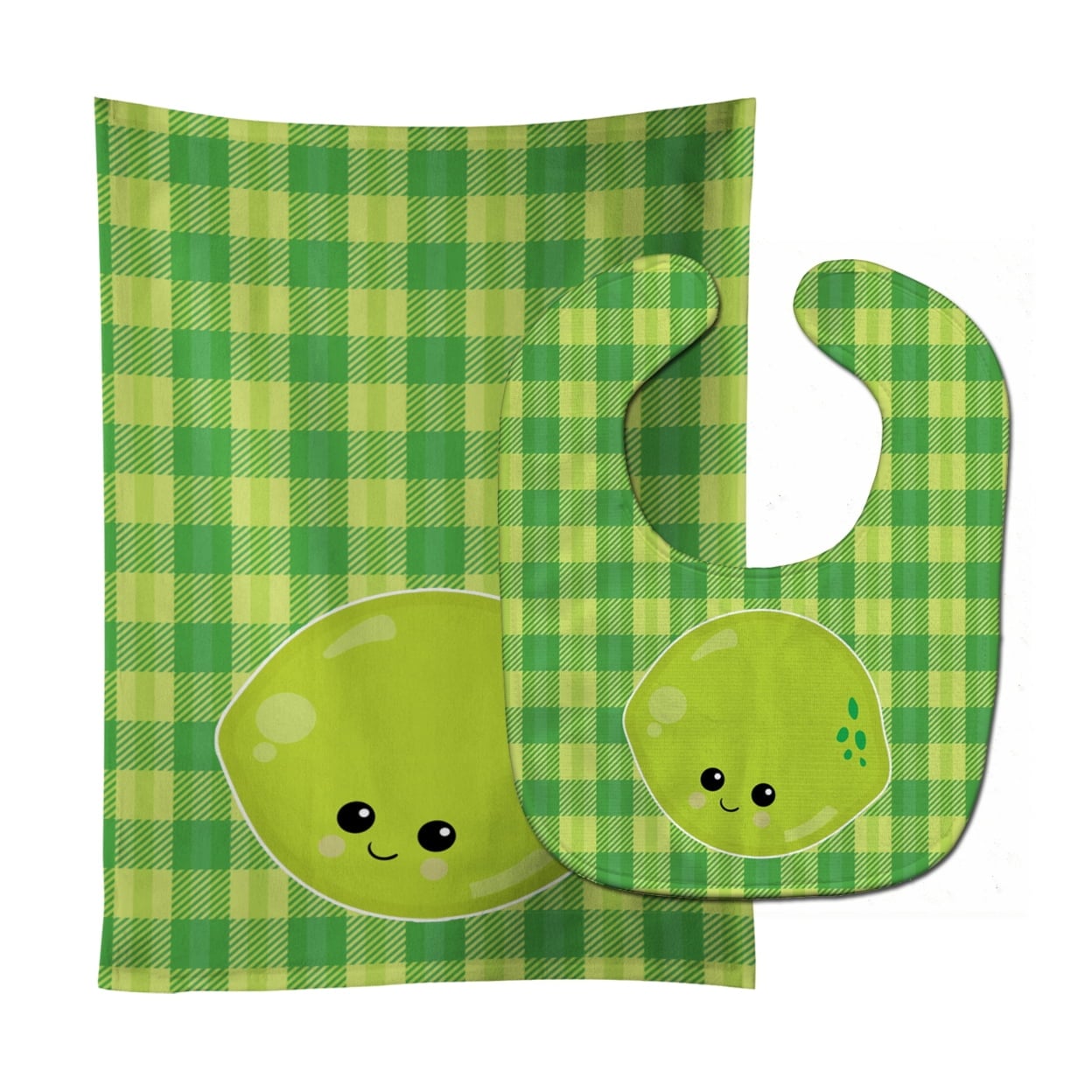 Lime Face Baby Bib & Burp Cloth