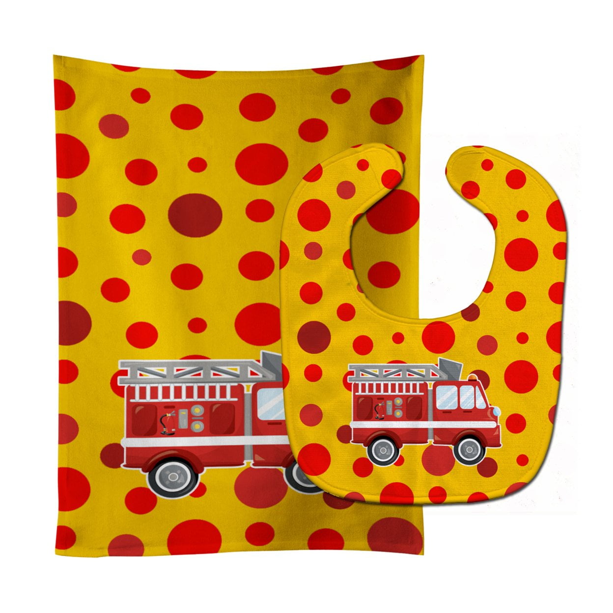 Firemans Firetruck Baby Bib & Burp Cloth