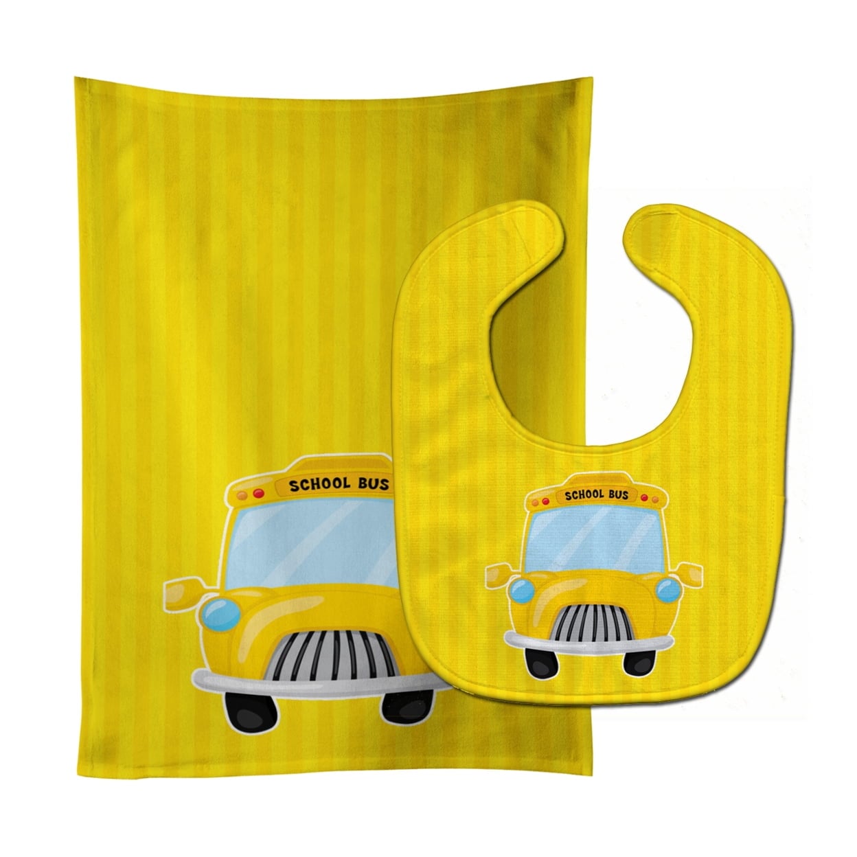 School Bus Baby Bib & Burp Cloth