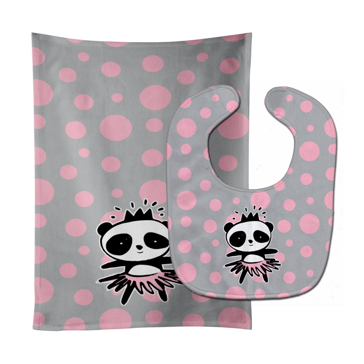 Panda Bear Ballerina Baby Bib & Burp Cloth