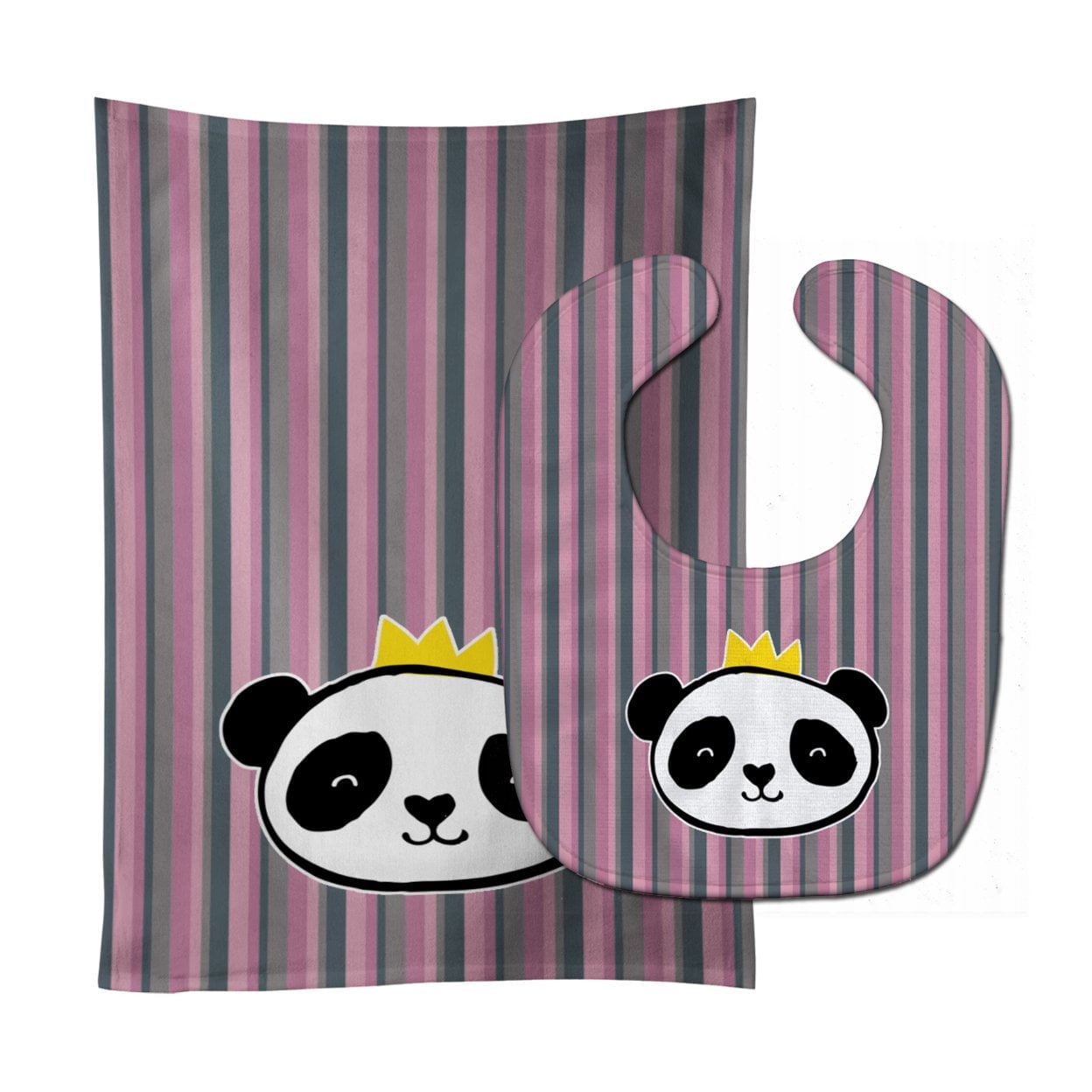 Panda Bear Queen Baby Bib & Burp Cloth