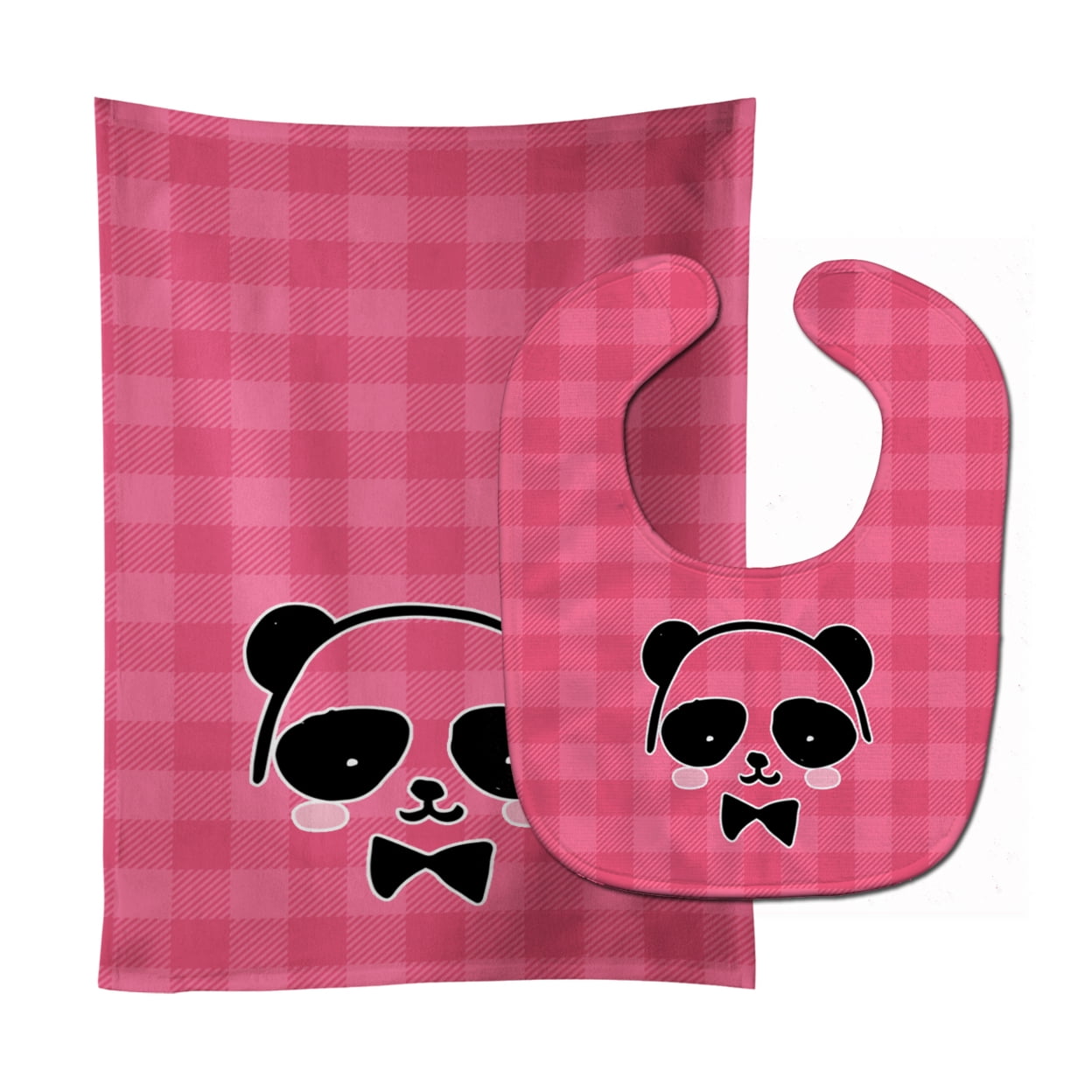 Panda Bear Pink Face Baby Bib & Burp Cloth
