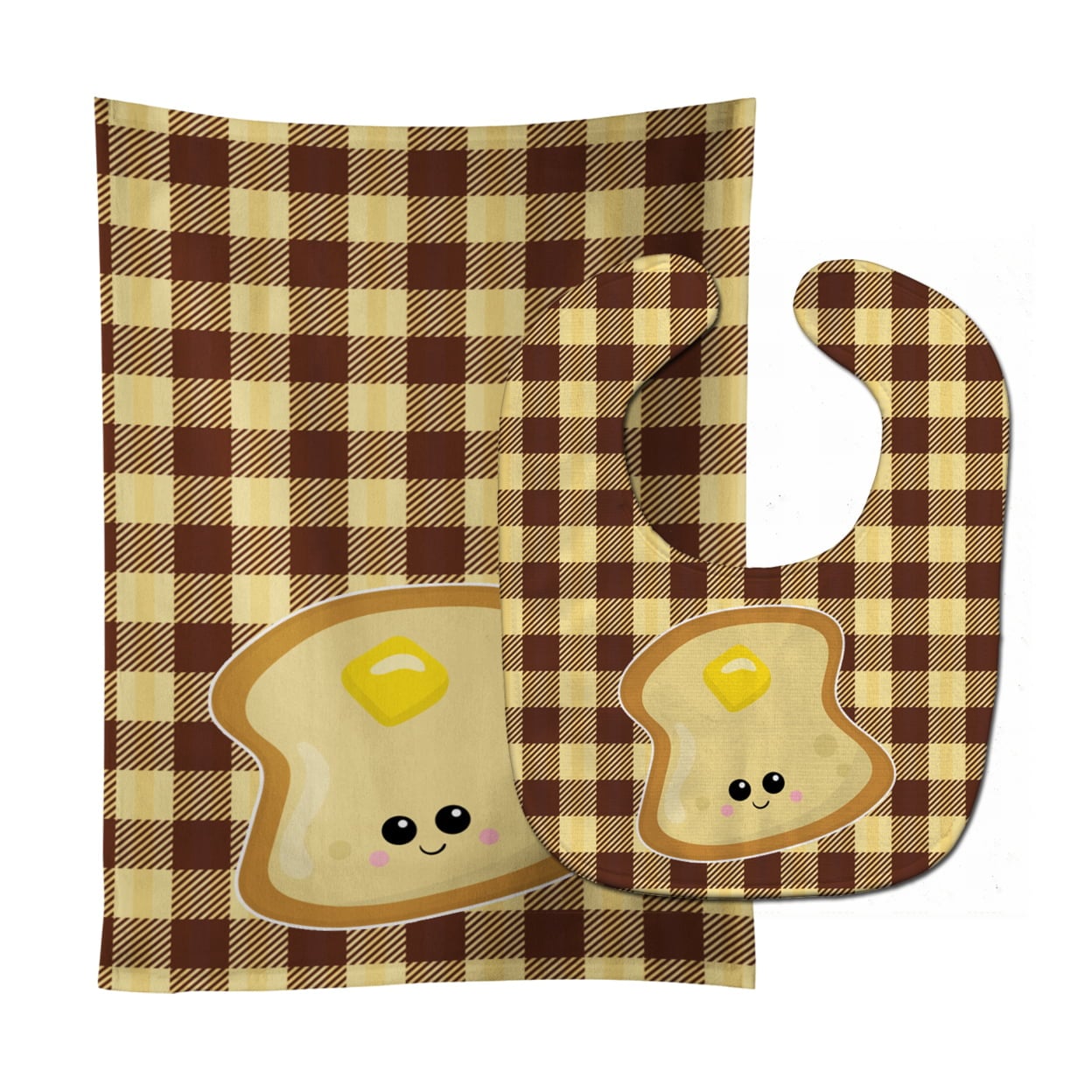 Buttered Toast Face Baby Bib & Burp Cloth
