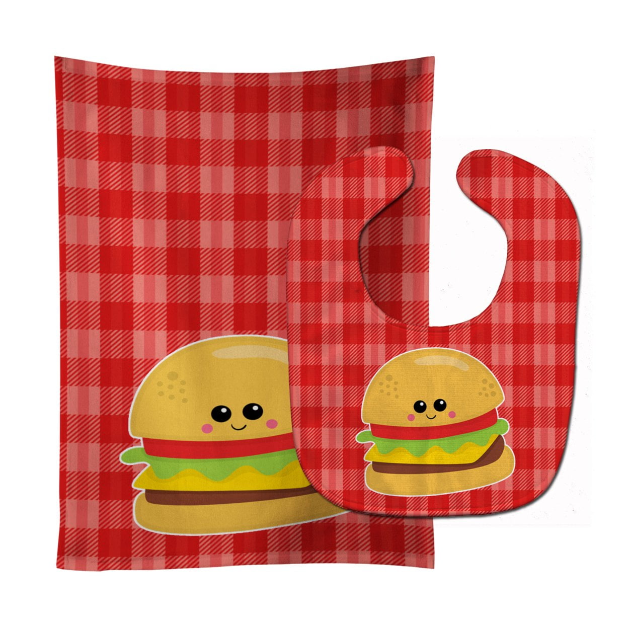 Hamburger Face Baby Bib & Burp Cloth
