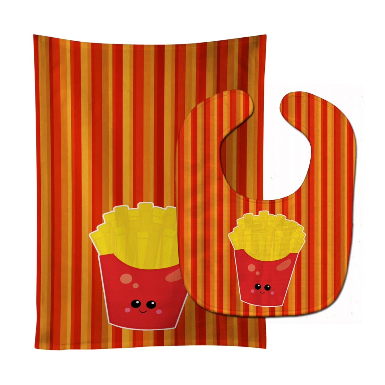 French Fries Face Baby Bib & Burp Cloth