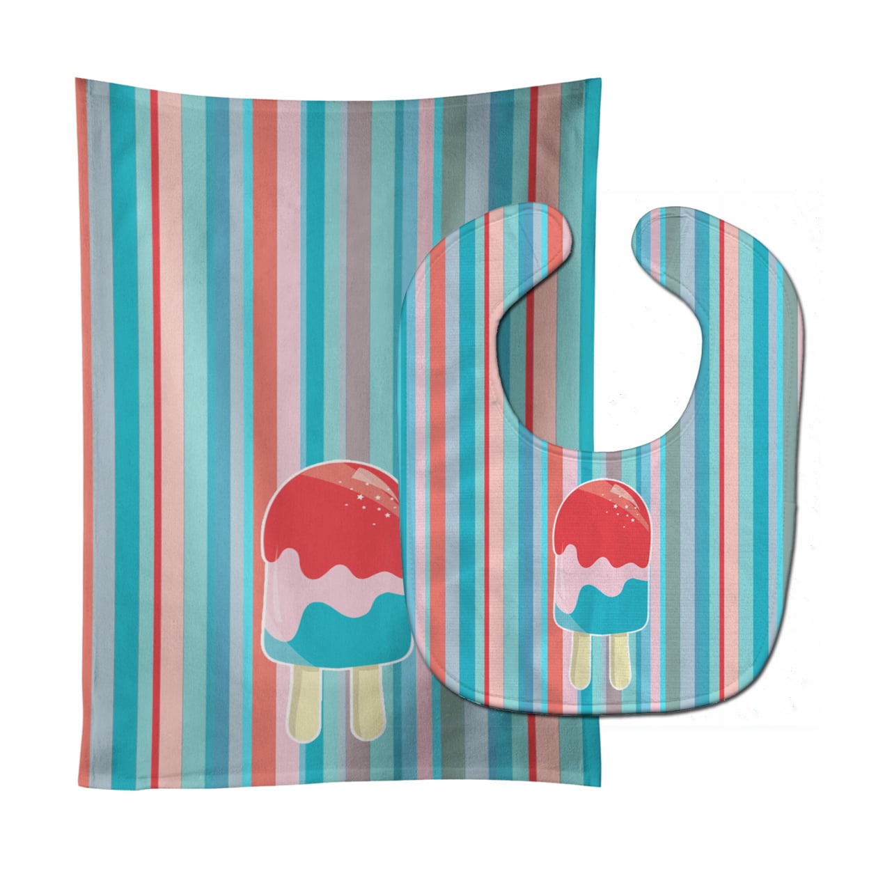 Ice Pop Popsicle Red Pink Blue Baby Bib & Burp Cloth