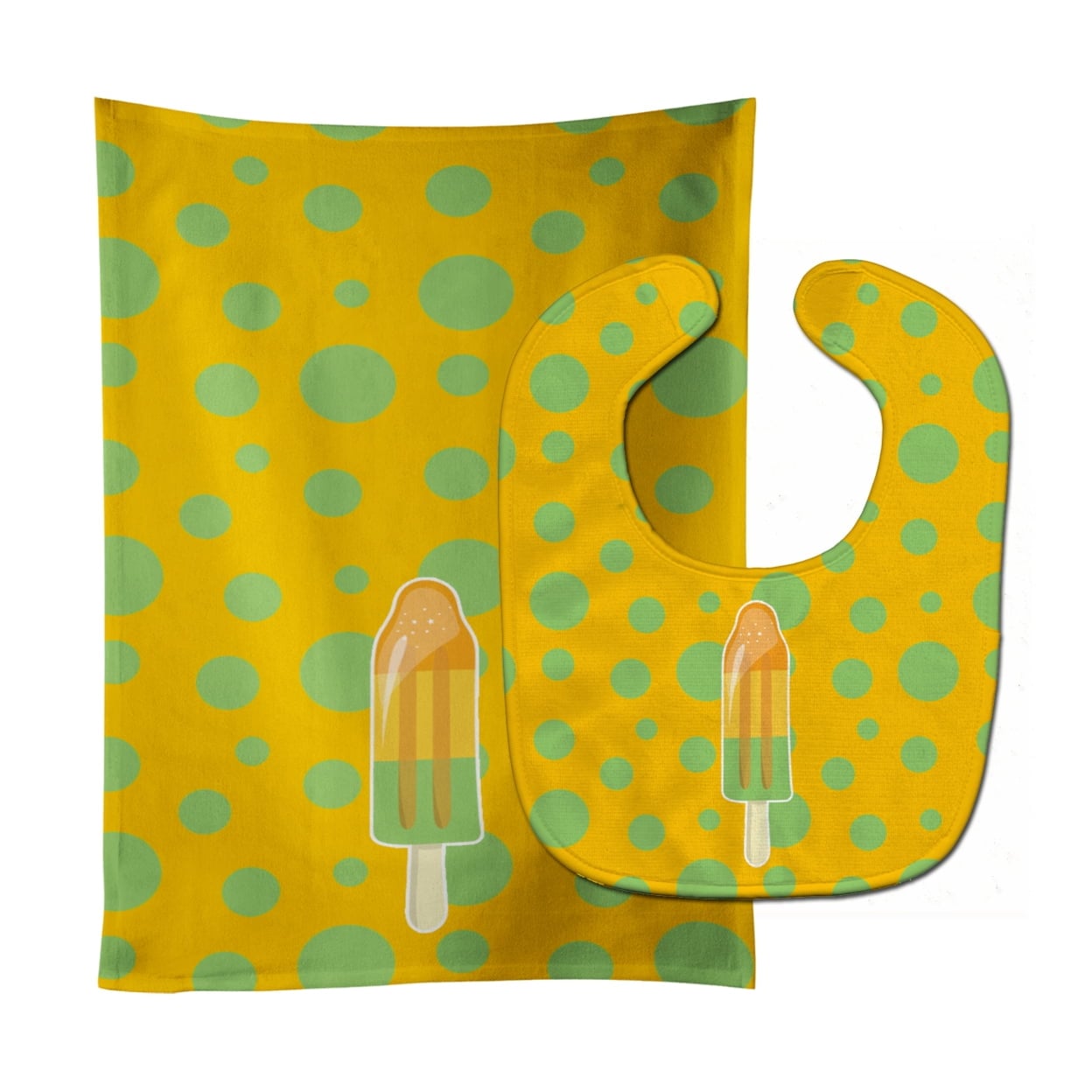 Ice Pop Popsicle Orange Green Baby Bib & Burp Cloth