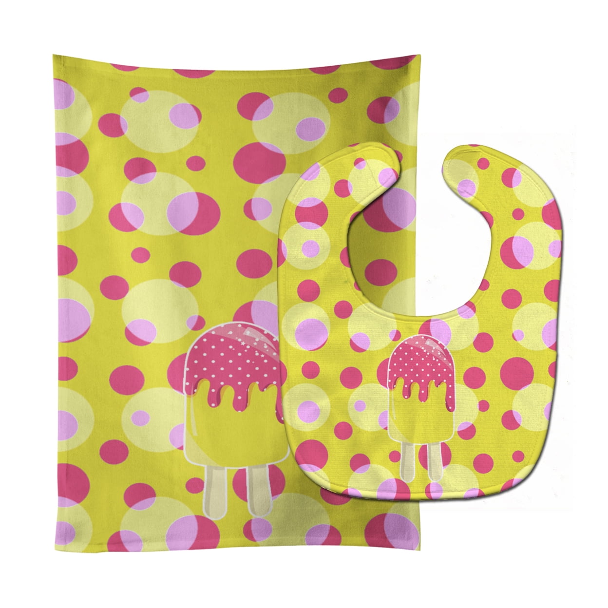 Ice Pop Popsicle Pink Yellow Baby Bib & Burp Cloth