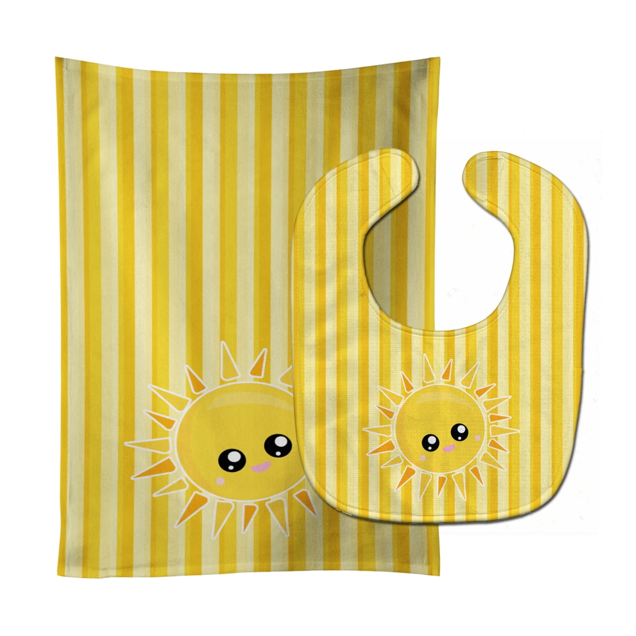 Sunshine Sun Face on Stripes Baby Bib & Burp Cloth