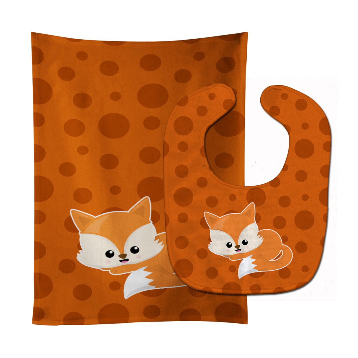 Baby Fox Polkadot Baby Bib & Burp Cloth