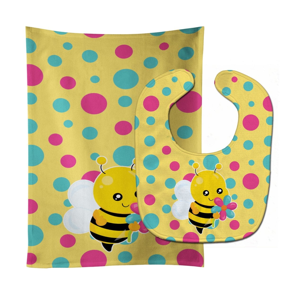 Bee With Flower Baby Bib & Burp Cloth