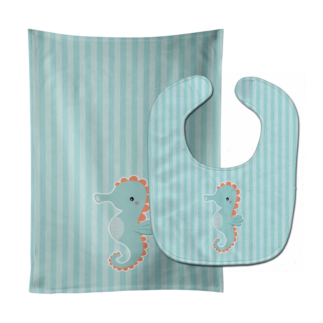 Seahorse Baby Bib & Burp Cloth