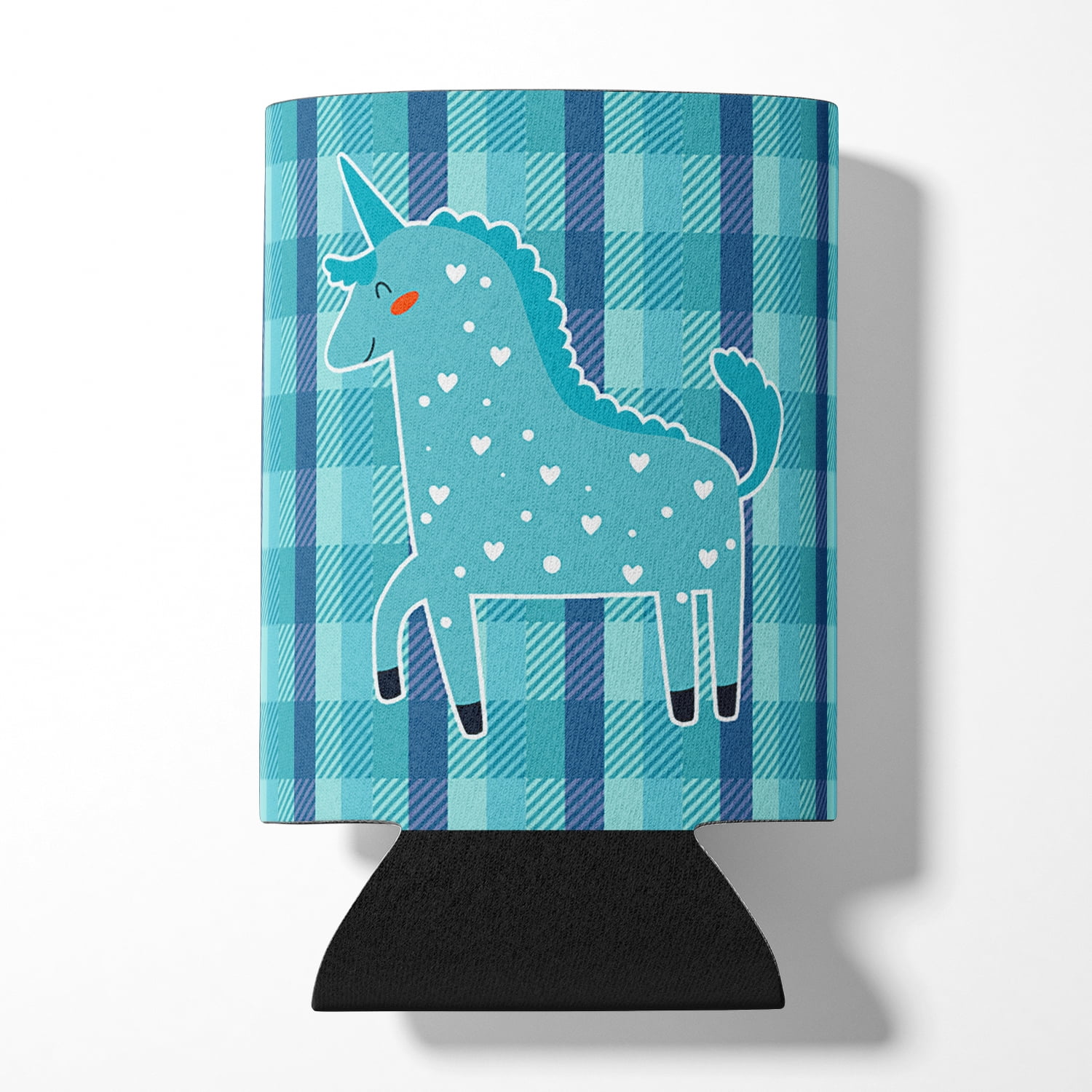 Unicorn in Plaid Can or Bottle Hugger