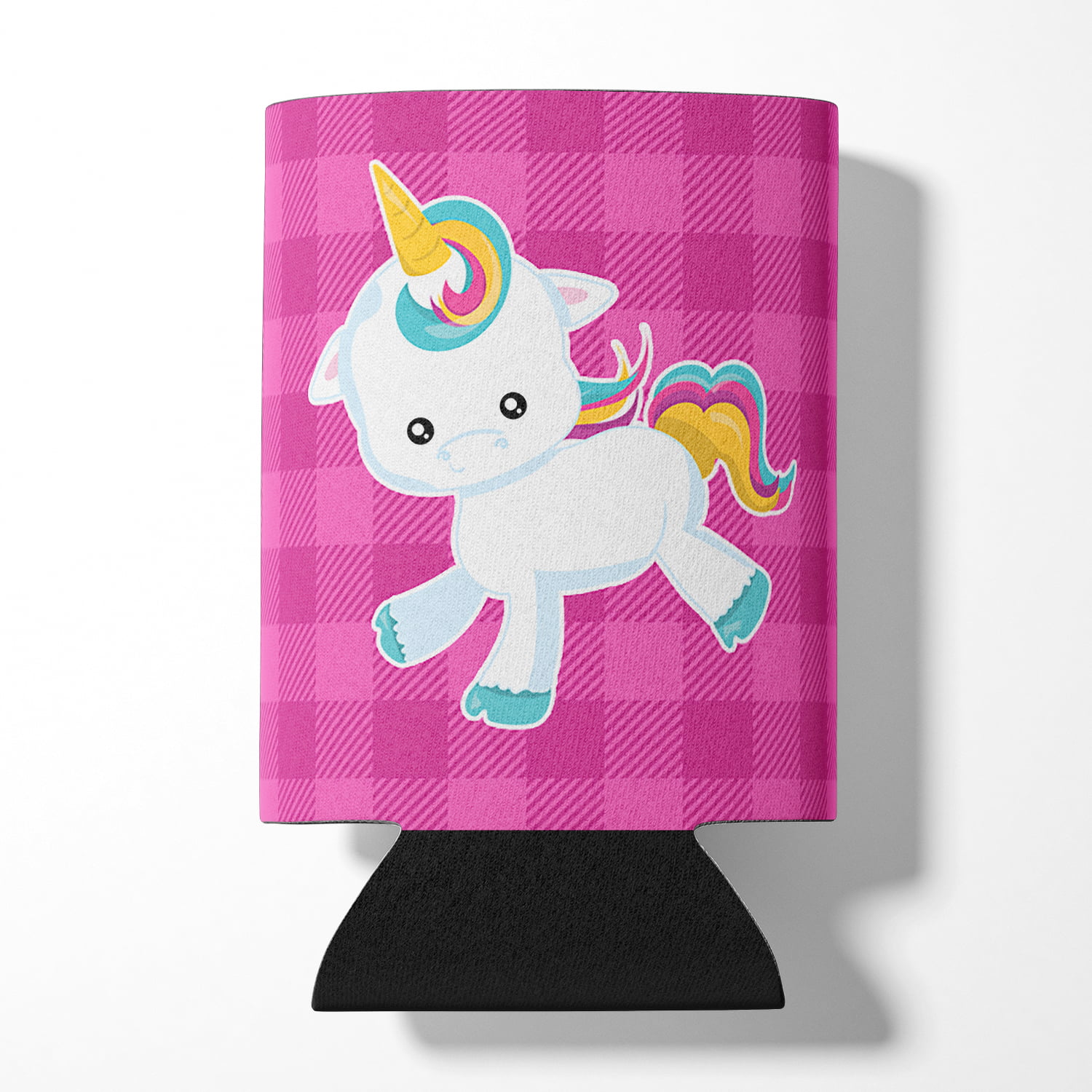 Pink Plaid Unicorn Can or Bottle Hugger
