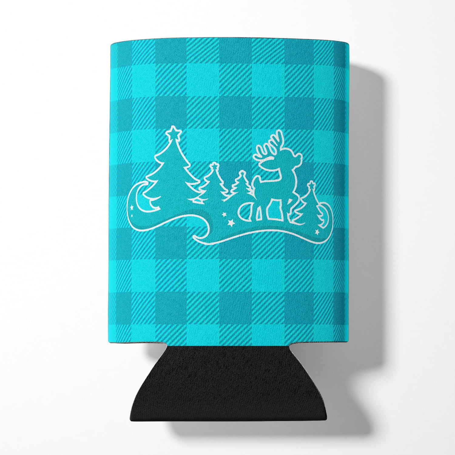 Christmas Tree Reindeer Blue Can or Bottle Hugger