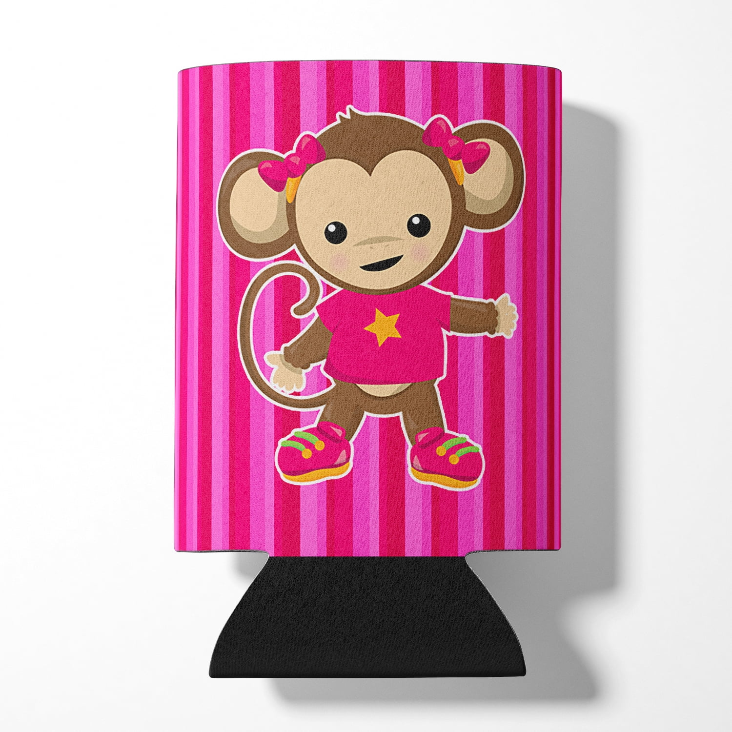 Monkey on Pink Stripes Can or Bottle Hugger