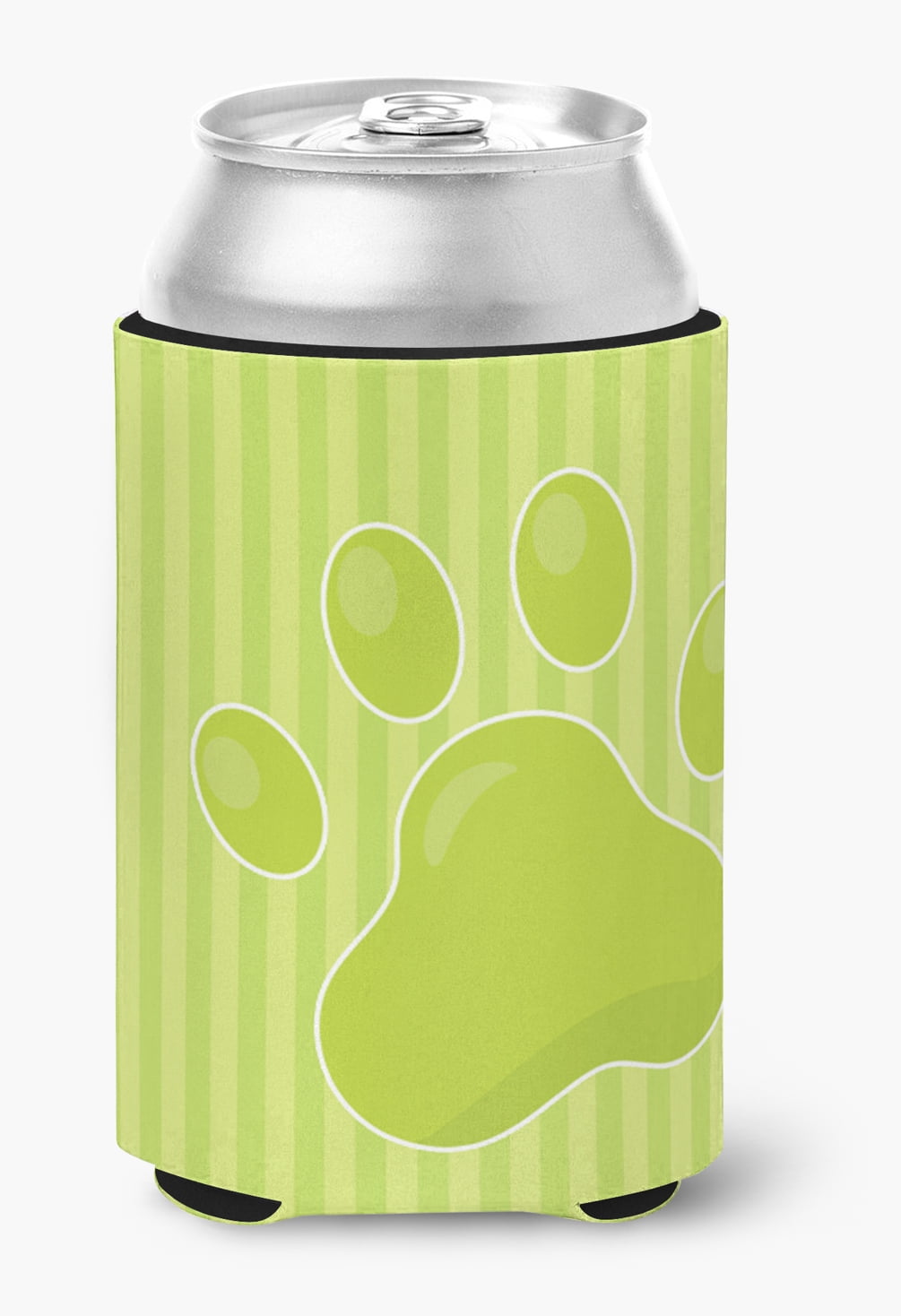 Puppy Pawprint Green Stripes Can or Bottle Hugger