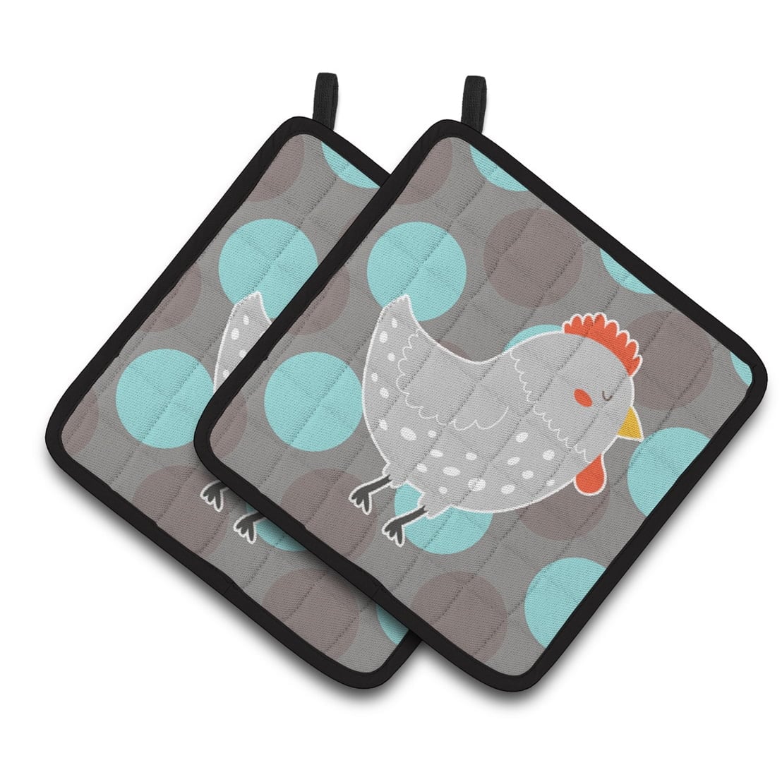 Grey Chicken Pair of Pot Holders