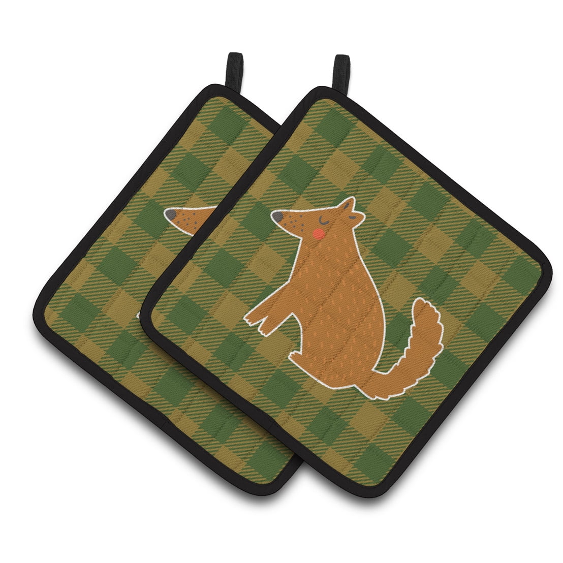 Brown Wolf Pair of Pot Holders