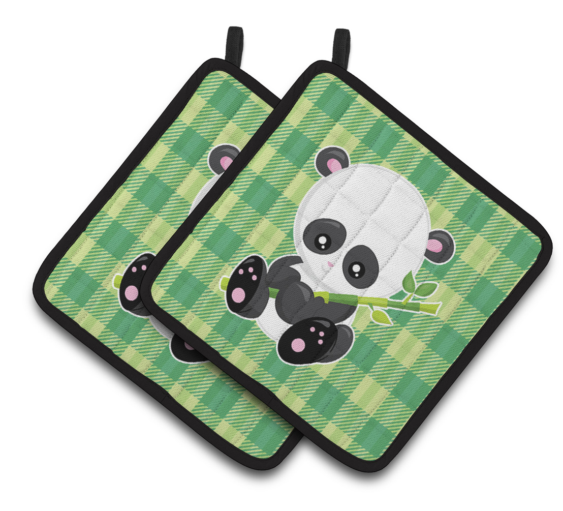Panda Lucky Bamboo Pair of Pot Holders
