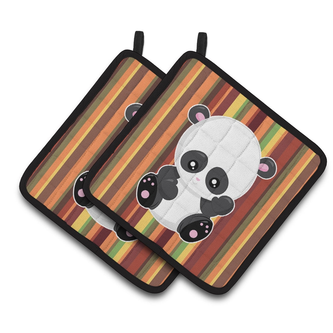 Striped Panda Pair of Pot Holders